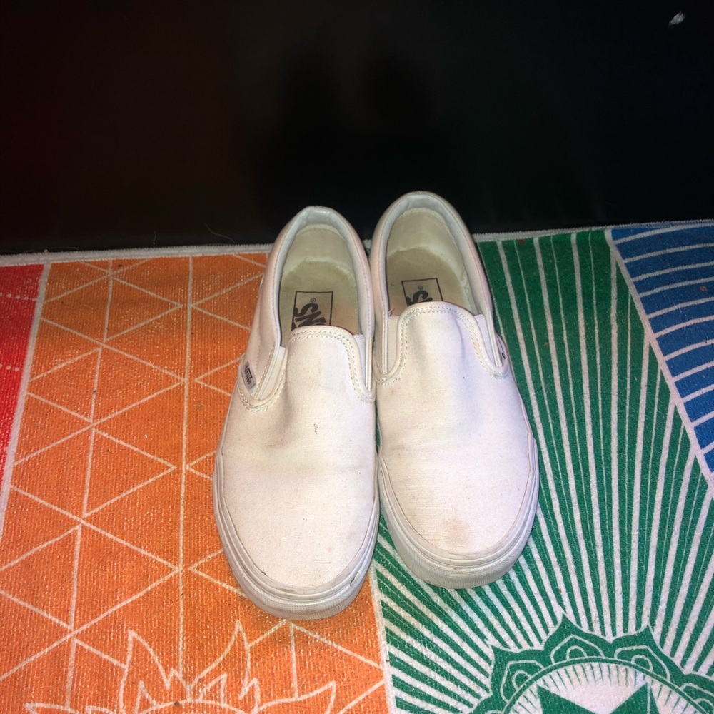 Used classic white vans slip ons